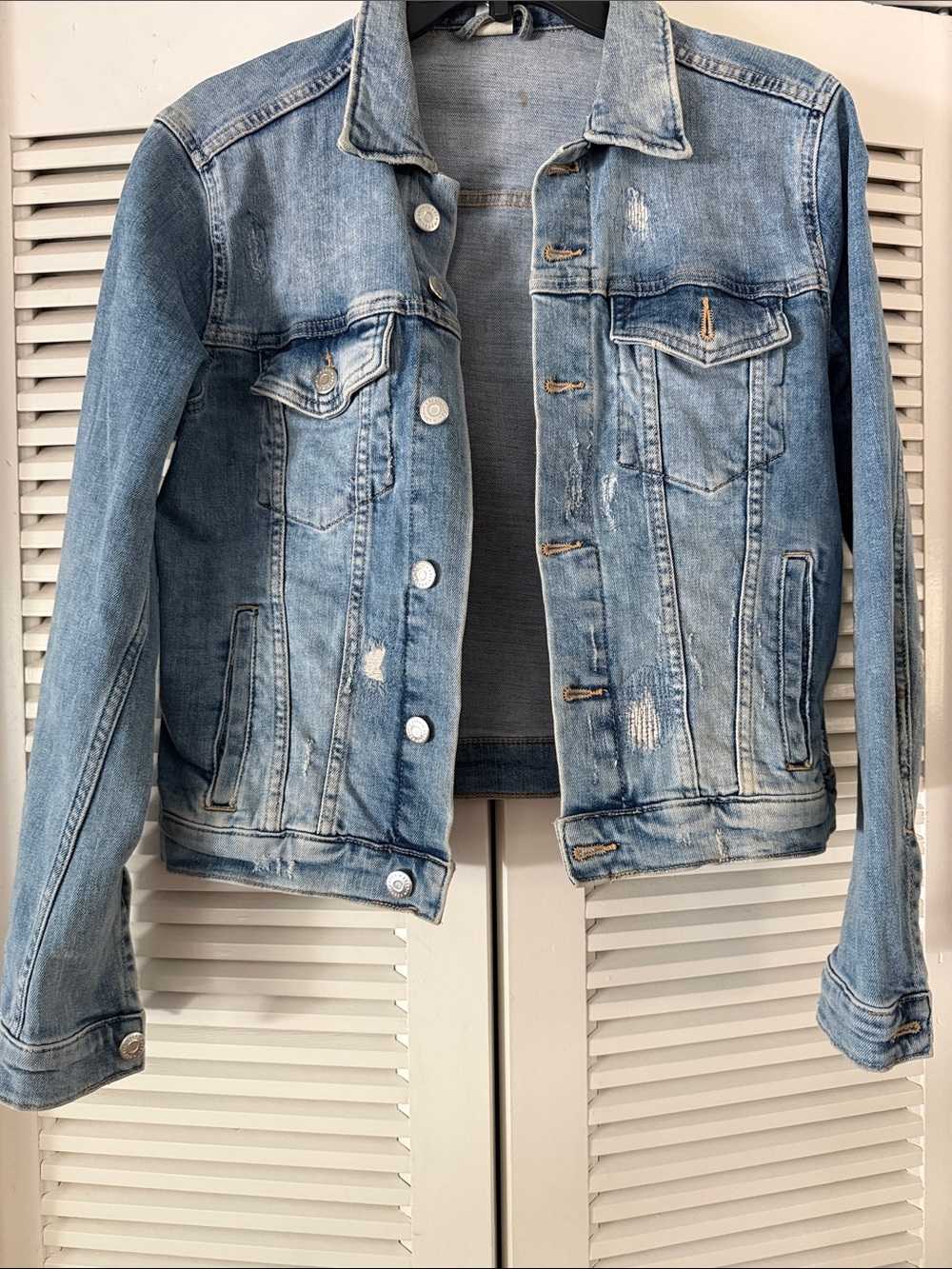 Light Blue Distressed Denim Jean Jacket